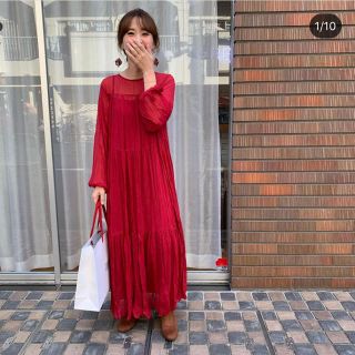 mite シースルーOP / RED(完売中)(ロングワンピース/マキシワンピース)