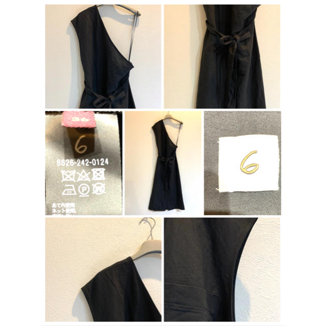 BEAUTY&YOUTH UNITED ARROWS(ビューティアンドユースユナイテッドアローズ)の6（roku）18SS ONE SHOULDER ONE PIECE  黒 美品 レディースのワンピース(ロングワンピース/マキシワンピース)の商品写真