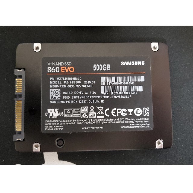 PCパーツsamsung 860evo 500gb ssd