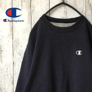 チャンピオン(Champion)の【目玉ロゴ★古着】チャンピオン スウェット ネイビー ワンポイント刺繍ロゴ(スウェット)