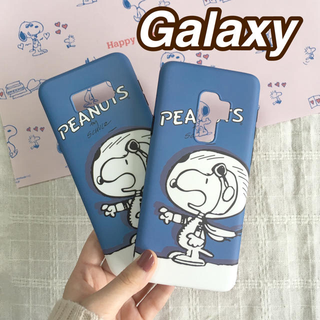 galaxy☆スヌーピー☆スマホケースブルー スマホ/家電/カメラのスマホアクセサリー(Androidケース)の商品写真