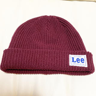 リー(Lee)のLee ニット帽　ワインレッド(ニット帽/ビーニー)