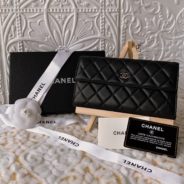 CHANEL 正規品 極美品 マトラッセ 長財布 ブラック