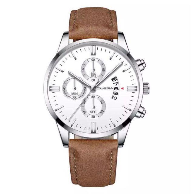 [新品] メンズ　インポートウォッチクォーツ腕時計ブラウンシルバー　茶銀 メンズの時計(腕時計(アナログ))の商品写真