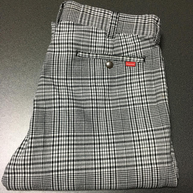 18ss supreme work pant black plaid 30