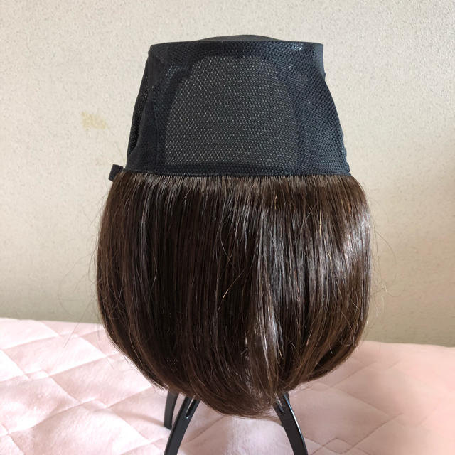人毛ミックス帽子用付け毛ショート（キャップ縫付）