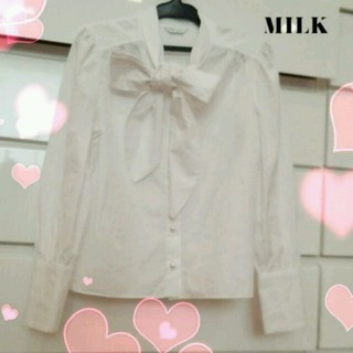 ミルク(MILK)のMILK ホワイトリボンシャツ(シャツ/ブラウス(長袖/七分))