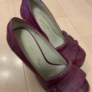 マックスマーラ(Max Mara)のMax Mara 37 ヒール　赤紫皮(ローファー/革靴)