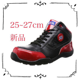 25~27cm 76 メンズ　安全靴　BK RD　76-3017(スニーカー)