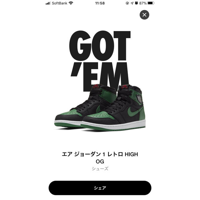 NIKE(ナイキ)のAIR JORDAN 1 RETRO HIGH OG PINE GREEN メンズの靴/シューズ(スニーカー)の商品写真