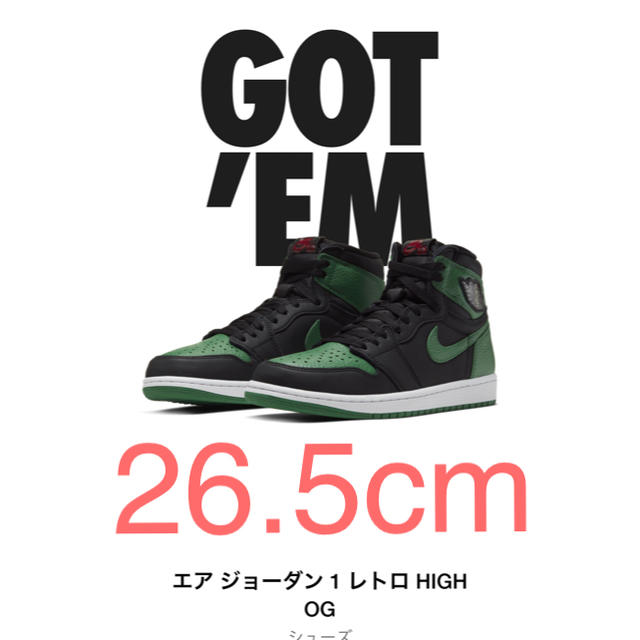 NIKE(ナイキ)の【26.5cm】 AIR JORDAN 1 HIGH OG PINE GREEN メンズの靴/シューズ(スニーカー)の商品写真