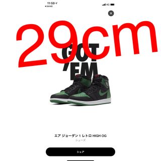 ナイキ(NIKE)のair  jordan 1 black pine green og(スニーカー)