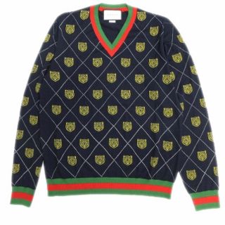 グッチ(Gucci)の【新品】18ss グッチ GUCCI タイガー Vネック ニット 総柄　正規品(ニット/セーター)