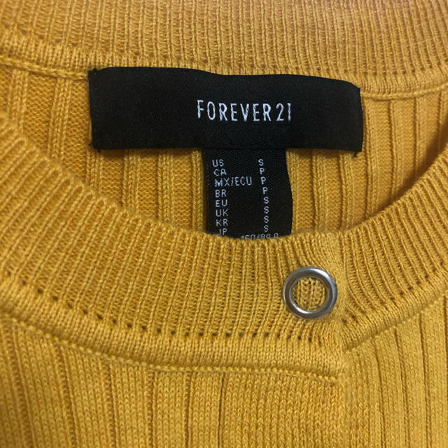 FOREVER 21(フォーエバートゥエンティーワン)のカーディガン　リブニット　マスタード レディースのトップス(ニット/セーター)の商品写真