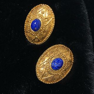 ラルフローレン(Ralph Lauren)のVINTAGE EARRINGS ヴィンテージ イヤリング 青 ゴールド(イヤリング)