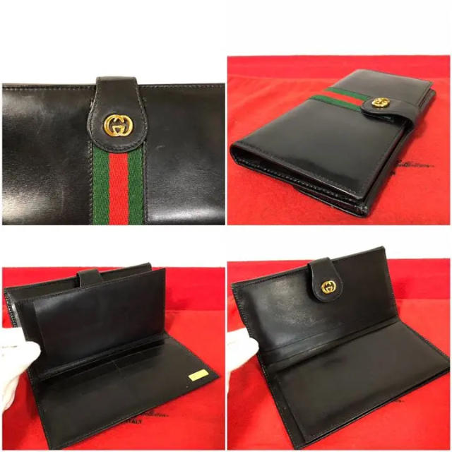 Gucci - 美品 グッチ オールドグッチ シェリーライン レザー 長財布 二つ折り 黒の通販 by マチルダ's shop｜グッチならラクマ