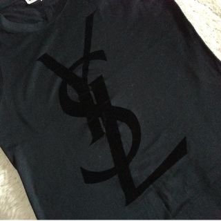 サンローラン(Saint Laurent)のYSLロゴ ベロアブラックトップス👯(タンクトップ)