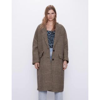 ザラ(ZARA)の新品　ZARA  チェックコート　　(ロングコート)