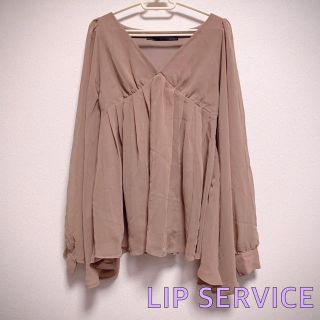 リップサービス(LIP SERVICE)の美品！リップサービス 透け感シフォントップス(秋冬らしいブラウン)(チュニック)