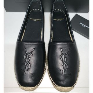 サンローラン(Saint Laurent)のサンローラン エスパドリーユ レザー本革 ブラック 新品未使用 (スリッポン/モカシン)