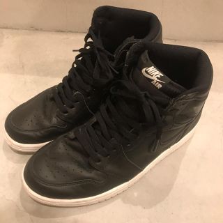 ナイキ(NIKE)のナイキ エアジョーダン1 レトロ ハイ OG ブラック/ブラック-ホワイト(スニーカー)