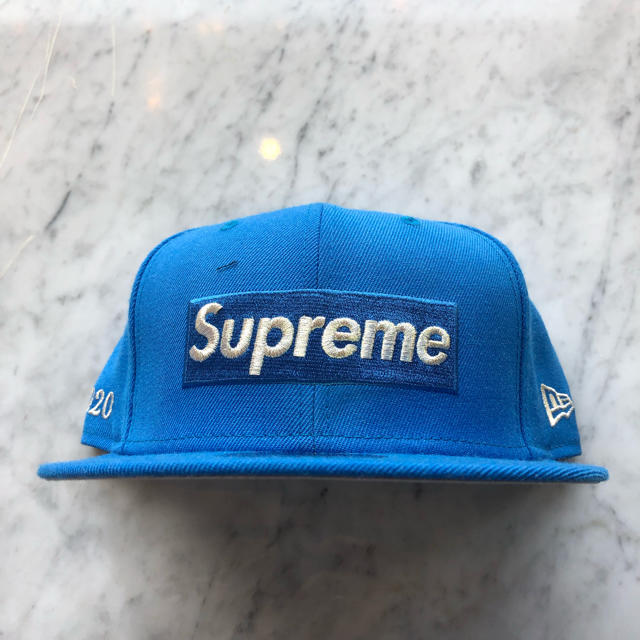 Supreme box logo new era 7 5/8 青 ブルー