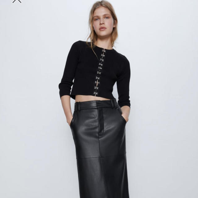 ZARA(ザラ)のZARA リブニットカーディガン　Ｌ レディースのトップス(カーディガン)の商品写真