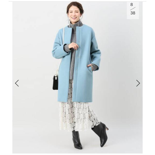 IENA(イエナ)のIENA  ラムウール  ノーカラー  コクーン  コート レディースのジャケット/アウター(ロングコート)の商品写真