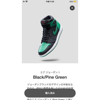 ナイキ(NIKE)のNIKE エアジョーダン1　BLACK/PINE GREEN 26.5cm(スニーカー)