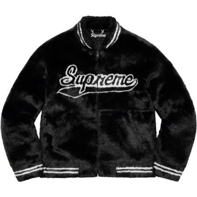 かわいい！ Fur Faux - Supreme Varsity Mサイズ ブラック Jacket