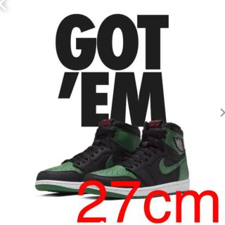 ナイキ(NIKE)のAIRJORDAN 1 BLACK/PINE GREEN 27.5cm(スニーカー)