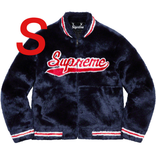 NavyネイビーSIZESupreme Faux Fur Varsity Jacket Navy S