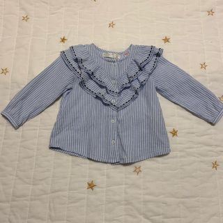 ザラキッズ(ZARA KIDS)のコンペイトウ様＊ZARA baby フリル　ストライプ　ブラウス  サイズ80(シャツ/カットソー)