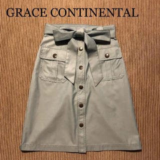 グレースコンチネンタル(GRACE CONTINENTAL)のグレースコンチネンタル　ミントグリーン　トレンチ風スカート(ひざ丈スカート)