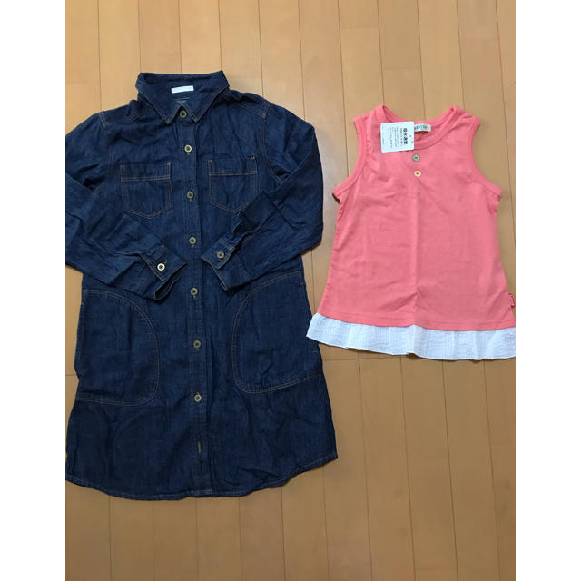 GUデニムワンピース130cm タンクトップ キッズ/ベビー/マタニティのキッズ服女の子用(90cm~)(ワンピース)の商品写真