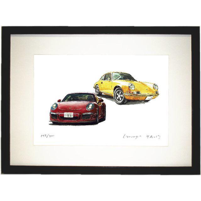 GC-321 ポルシェ911-GT3限定版画 直筆サイン額装●作家 平右ヱ門美術品/アンティーク