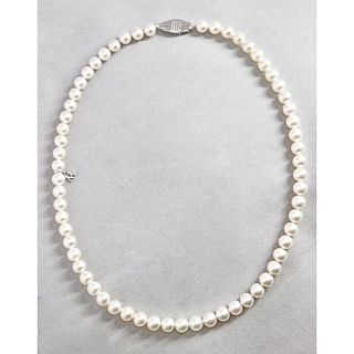 ミキモト(MIKIMOTO)の＜MIKIMOTO＞K18/SV パール ネックレス 6.5～7.0mm (ネックレス)