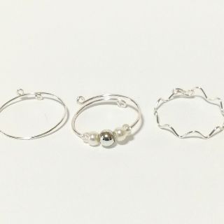 3点セット シルバーパールワイヤーリング(リング)