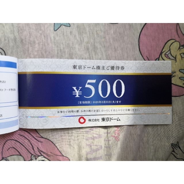 東京ドーム株主優待 500円券×12枚（合計6000円分）東京ドームシティー