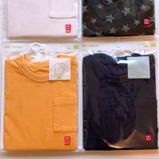 ユニクロ(UNIQLO)の新品　80 ユニクロ　クルーネックT 長袖　2枚セット(Ｔシャツ)