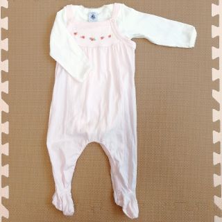 プチバトー(PETIT BATEAU)の【美品】 プチバトー 肌着 ロンパース 足付き 60 65 70  (ロンパース)