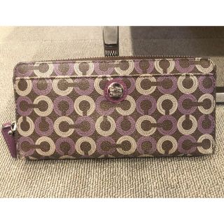 コーチ(COACH)のCOACH コーチ 長財布 ウェイバリー アコーディオンジップラウンド 紫(財布)