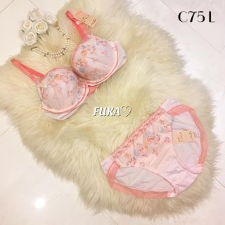 アモスタイル(AMO'S STYLE)のC75♡アモスタイル amst1269 オリエンタルボタニカル セット ピンク(ブラ&ショーツセット)