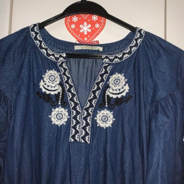 ヌキテパ　上質インド綿コットン刺繍シャツワンピース レディースのワンピース(ロングワンピース/マキシワンピース)の商品写真