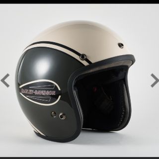 ハーレーダビッドソン(Harley Davidson)のクラシックレトロタンク3/4ヘルメット（グリーン×オフホワイト）Lサイズ(ヘルメット/シールド)