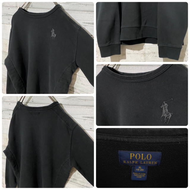 POLO RALPH LAUREN(ポロラルフローレン)の【レア】ポロラルフローレン☆ワンポイントロゴ ブラック スウェット トレーナー メンズのトップス(スウェット)の商品写真