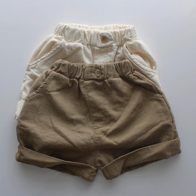 リネンショートパンツ キッズ/ベビー/マタニティのベビー服(~85cm)(パンツ)の商品写真