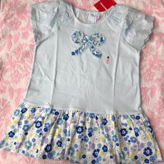 ミキハウス(mikihouse)の【新品】ミキハウス リーナちゃん 花柄 リボン トップス チュニック 130cm(Tシャツ/カットソー)