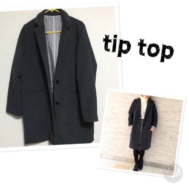 tip top(ティップトップ)のチェスターコート ウール グレー レディースのジャケット/アウター(チェスターコート)の商品写真