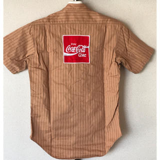 Coca-Cola（コカコーラ）ヴィンテージ　パッチ付き　ストライプ　半袖　ワークシャツ　ユニフォーム【007】